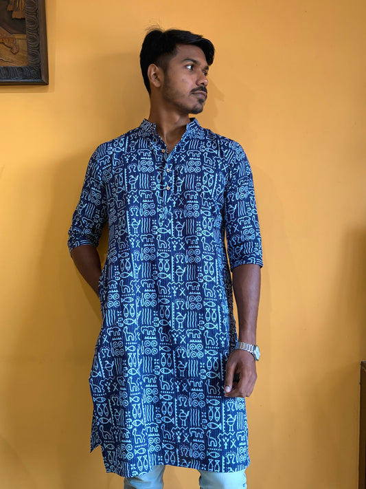 Indigo Cotton Kurta