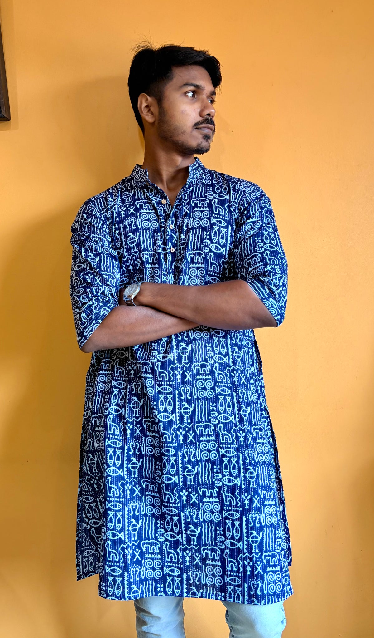 Indigo Cotton Kurta