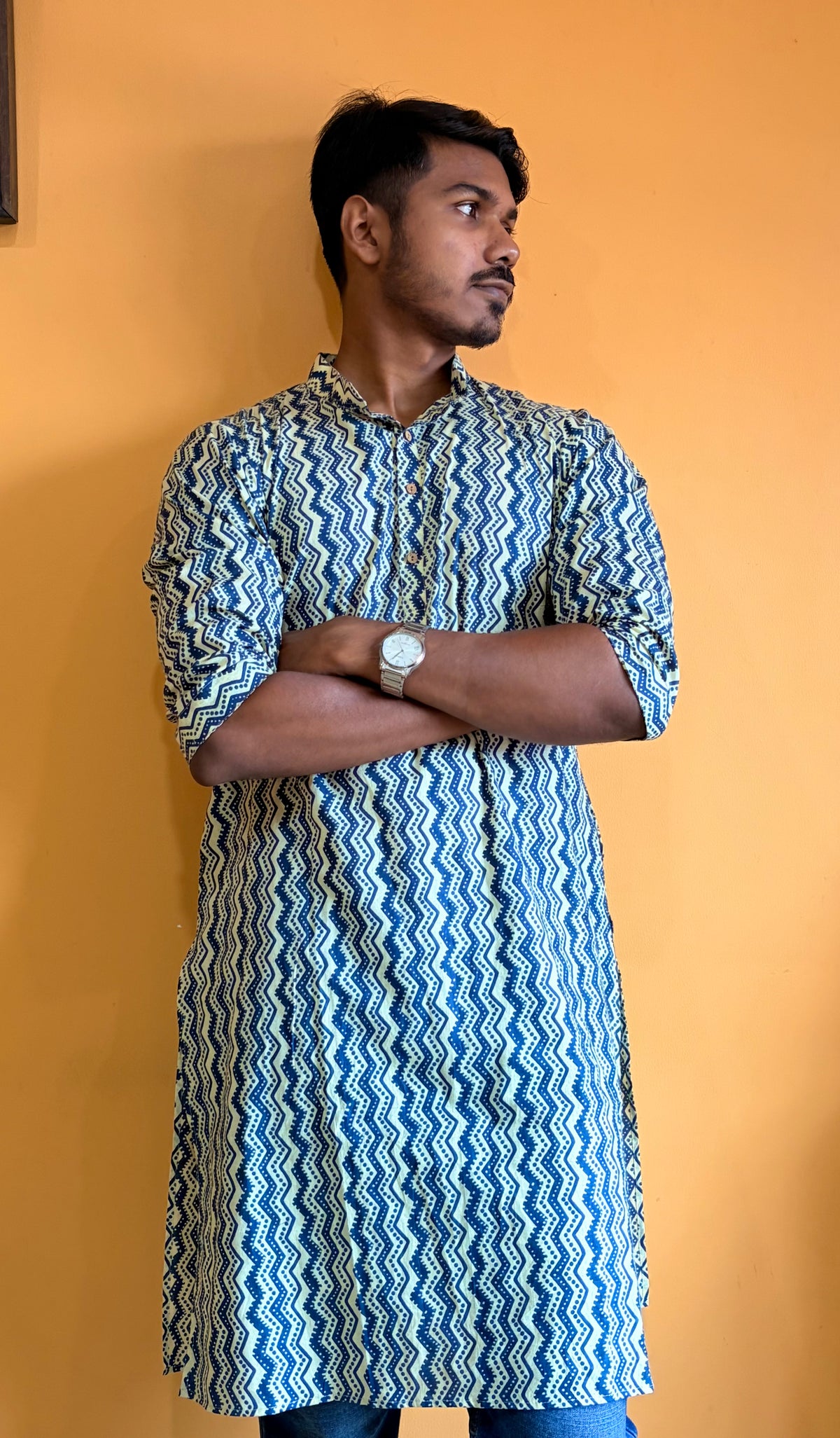 Blue Canvas Cotton Kurta