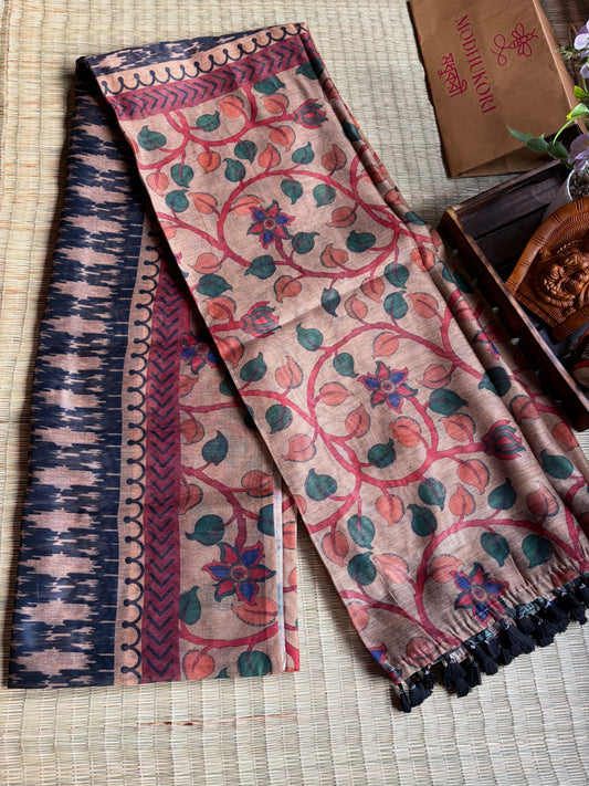 Black- Beige Ikkatkari saree