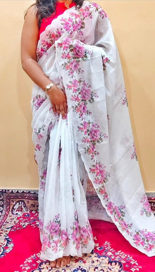 Gulbahar Multicolour- Linen Saree