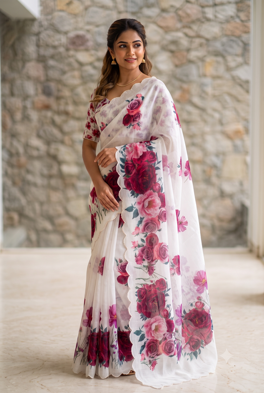 Gulbahar Rose- Linen Saree
