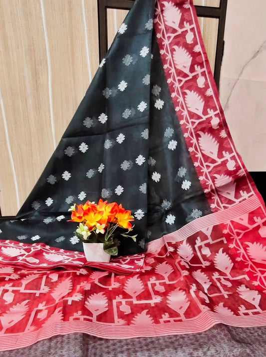 Muslin Jamdani dual colour (Red and Black)